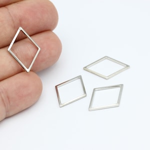 Rhodium Plated Triangle Charms, Triangle Connector, Hollow Triangle Earring, Triangle Findings, Jewelry Supplies, 17x24mm, 6 Pcs, SL-420