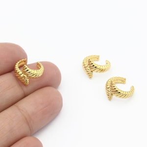Manguito de oreja chapado en oro de 24k, manguito de oreja retorcido, oreja de aro, manguito de oreja de aro chapado en oro, hallazgos de pendientes, proveedor de joyas, 13 mm, CP-21