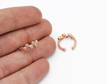 Rose Gold Plated Ear Cuff, Ball Ear Cuff, Zircon  Ear Cuff, Cartilage Earrings, Rose Gold Plated Ear Cuff, Earrings Findings, 16mm, CP-300
