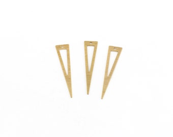 8x40mm Raw Brass Triangle Blanks, Raw Brass Triangle Earring, Chevron Pendant, Raw Brass Textured Charm, Jewelry Supplies, 6 Pcs,RAW-147
