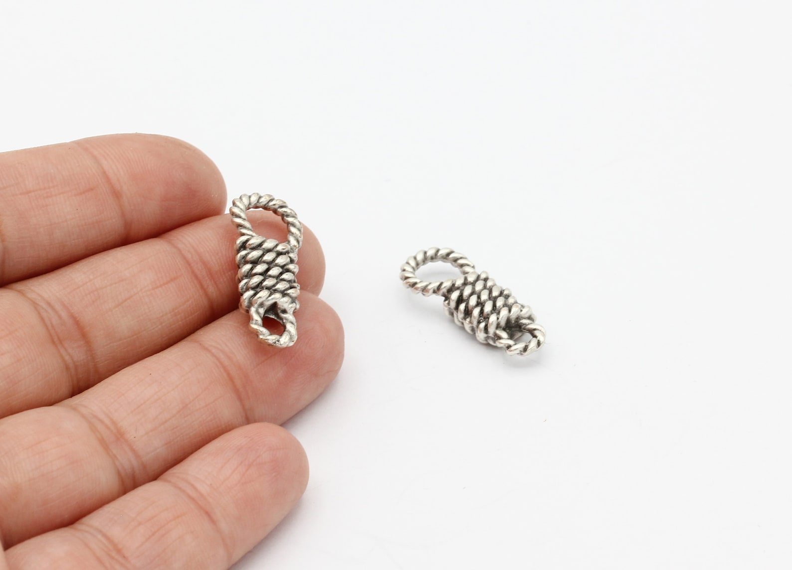 Antique Silver Rope Charm, Rope Pendant, Antique Silver Rope Jewelry ...