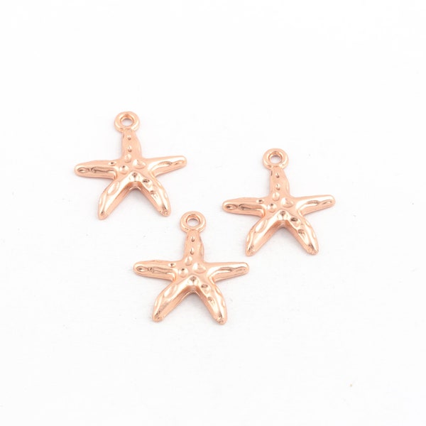 Rose Gold Plated Starfish Charm, Sea Star Pendant, Sea Star Earrings, Starfish Jewelry, Sea Star Necklace, 20x23mm, 1Pcs, RS-35