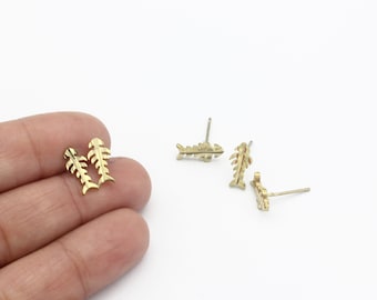 24k Gold Plated Fish Earring, Animal Earrings, Fishbone Earrings, Earrings Findings, Fish Findings, Jewelry Making, 2 Pcs, 5x11mm, CP-94