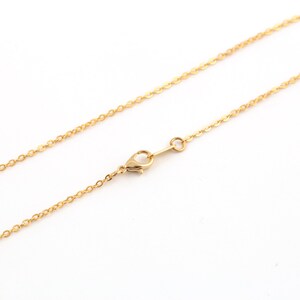 May include: A gold chain necklace with a lobster clasp closure.