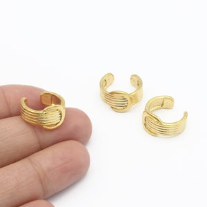 24k Gold Plated Buckle-Look Ear Cuff, Patterned Ear Cuff, Hoop Ear, Hoop Ear Cuff, Earrings Findings, Jewelry Supplier, 14mm, CP-14