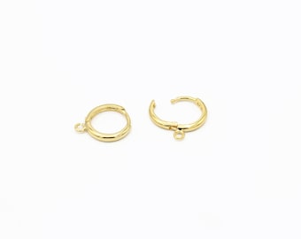 2 Pcs 24k Gold Plated Leverback Earring Clasps, Ear Hooks, Round Leverback Earrings,  Leverback Findings, Earring Findings, 14mm, CP-203