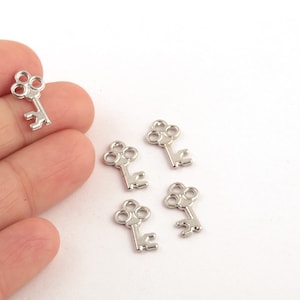 Könnte beinhalten: Fünf silberne Schlüsselanhänger mit einem dekorativen Blumendesign. Die Anhänger haben oben eine Schlaufe zum Anbringen an Schmuck oder anderen Bastelarbeiten.