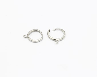 2 Pcs Rhodium Plated Leverback Earring Clasps, Ear Hooks, Round Leverback Earrings,  Leverback Findings, Earring Findings, 14mm, CP-205