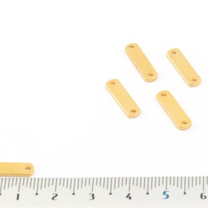 24k Vergoldete Namensschild Bar, Zwei Loch Rechteck Charm, Vergoldete Rechteck Verbinder, Rechteck Ohrringe, 4x15mm, 4Stk, AL-214