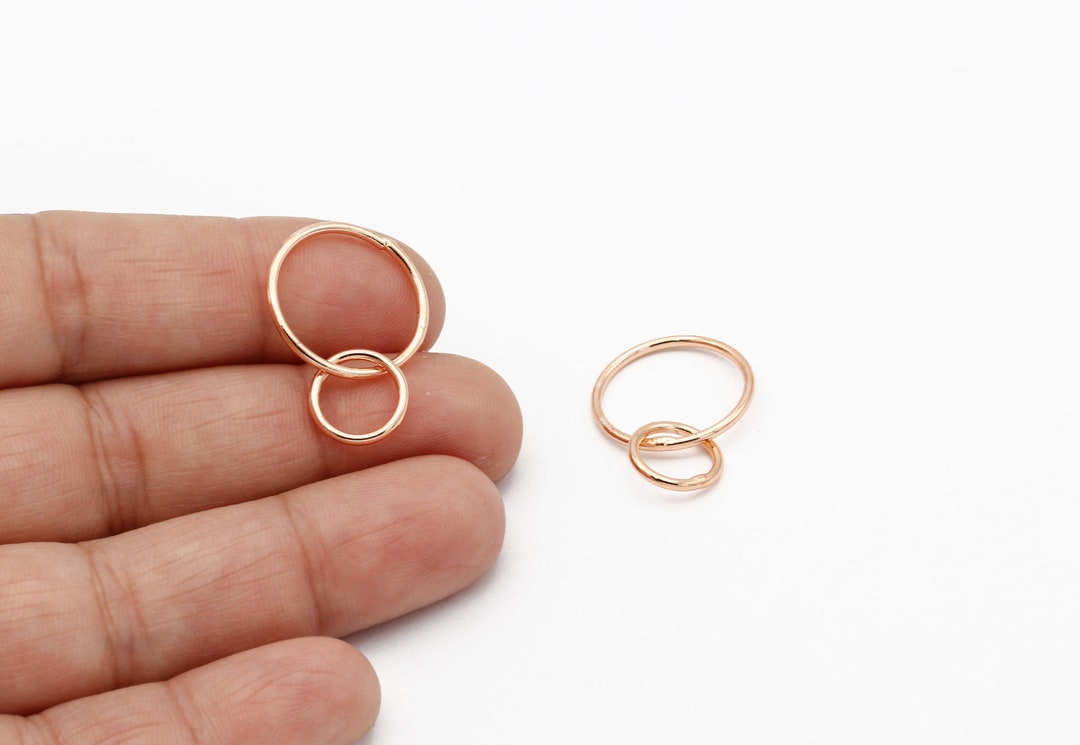 Rose Gold Plated Closed Ring, Circle Connector, Rose Gold Hoops, Round ...