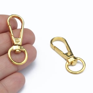 Llavero de cierre chapado en oro brillante de 12x38 mm y 24 k, cierre de langosta clave, gancho de llavero, cierre de langosta clave, anillos de llavero divididos, 1 pieza, CL-70