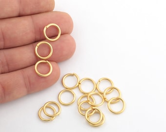 1.5x12mm 24k Gold Plated Jump Rings, Open Jump Rings, High Quality Jump Rings, Gold Plated Connectors, Brass Jump Rings, 12 Pcs,  AL-7