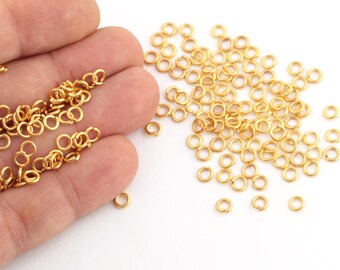 1x5mm 24k Gold Plated Jump Rings, Open Jump Rings, High Quality Jump Rings, Gold Plated Connectors, Brass Jump Rings, 25 Pcs,  AL-3