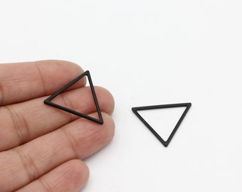 21mm Black Plated Triangle Charms, Triangle Connector, Geometric Charms, Triangle Earring, Triangle Findings, Black Findings, 4 Pcs, SY-15