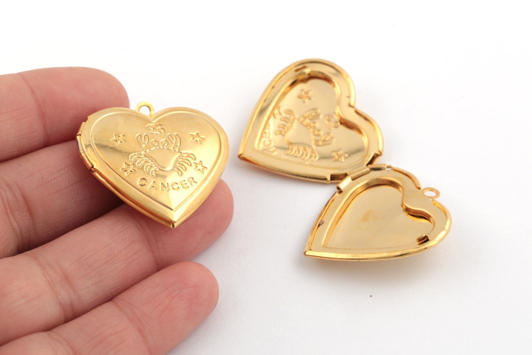 Cancer Locket Necklace, Gold-silver-rose Gold Heart Lockets, Photo ...