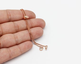 Rose Gold Plated Plated Half Finished Adjustable Bracelet, Cube Chain Bracelet,  Chain Bracelet, Bracelet Findings, 9 inç, 1 Pcs, ZR-53