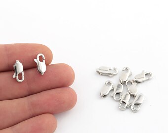 5x14mm Rhodium Plated Lobster Claw Clasp, Necklace And Bracelet Claw Clasp, Rhodium Plated Spring Clasp, Jewelry Supplier, 5 Pcs, CL-48
