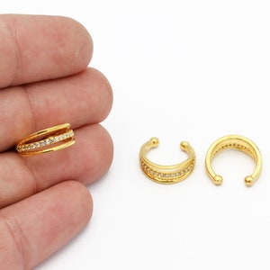24k Gold Plated CZ Ear Cuff, Stone Ear Cuff, Cartilage Earrings, Gold Plated Ear Cuff, Earrings Findings, Jewelry Supplier, 15mm, CP-202