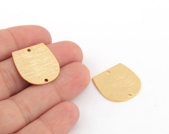 24k Gold Plated D Shaped Charms, Textured D Pendant, 2 Holes Earring Findings, Semi Circle Charm, Jewelry Supplies, 20x20mm, 2Pcs, AL-508