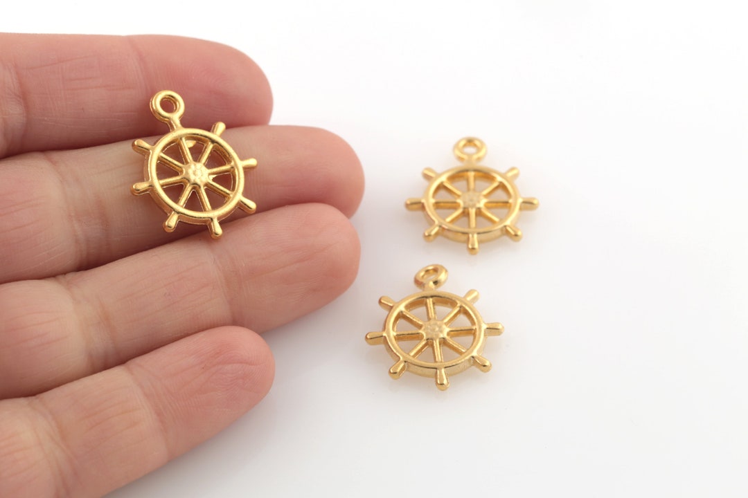 24k Gold Plated Rudder Pendant, Rudder Charm, Gold Plated Rudder ...