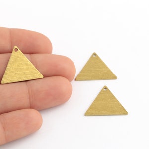 Raw Brass Triangle Pendant, Brass Textured Triangle Earring, 1 Hole Triangle Connector, Brass Triangle Charm, 18x20.5mm, 4Pcs,RAW-355