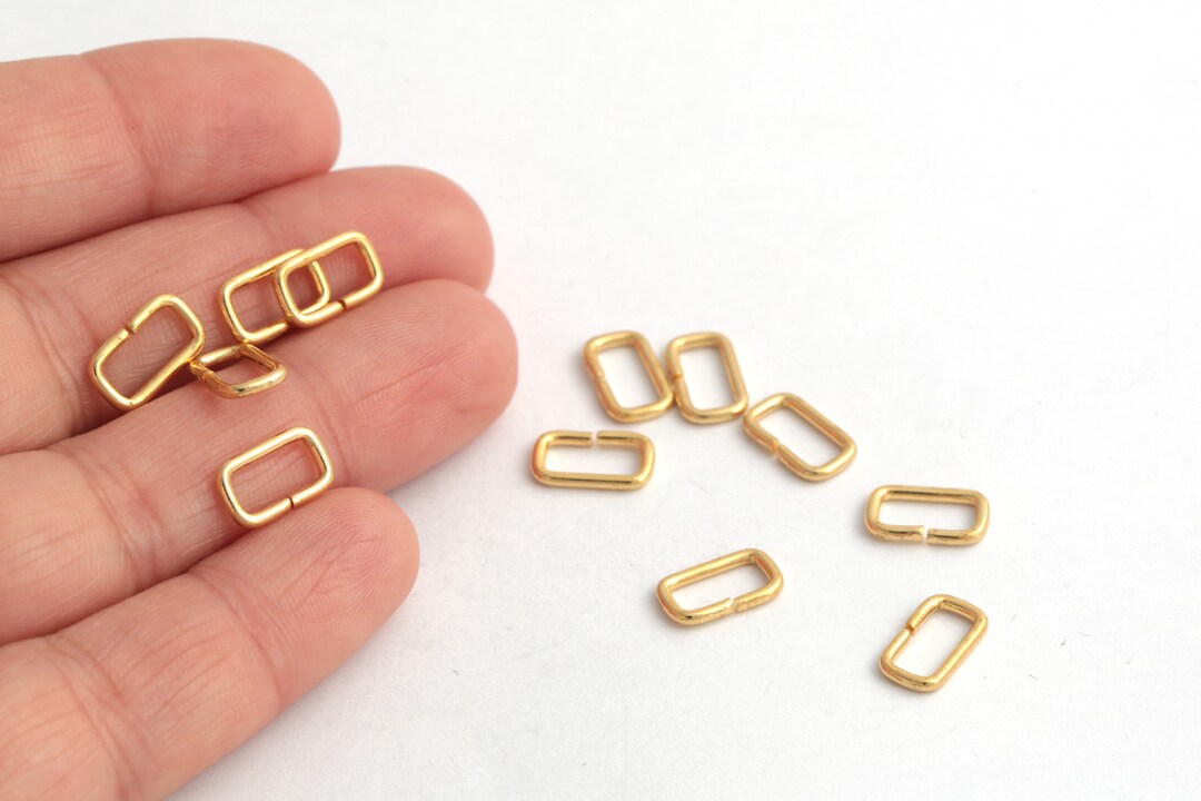 24k Gold Plated Angular Jump Rings, Rectangle Jump Rings, Open Jump ...