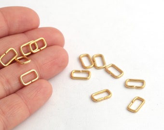 24k Gold Plated Angular Jump Rings, Rectangle Jump Rings, Open Jump Rings, Rectangle Connectors, Jump Rings, 6x10mm, 10Pcs,  AL-599