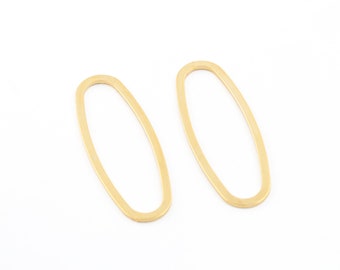 24k Gold Plated Oval Connector, Gold Plated Oval Pendant, Big Oval Earring Findings, Oval Necklace, Jewelry Supplies, 17x47mm, 4 Pcs, AL-275