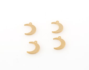 24k guldpläterad månberlock, minimånehänge, halvmåneörhängen, månsmycken, guldpläterad halvmånehänge, 4 x 15 mm, 6 st, AL-984