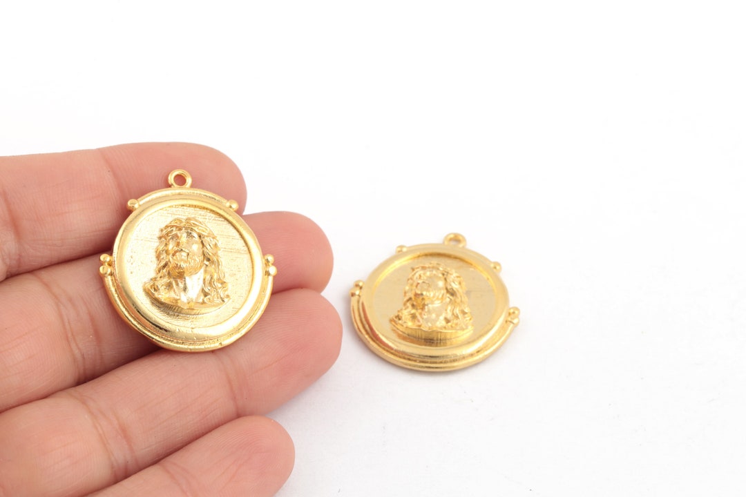 24k Gold Plated Jesus Pendant, Jesus Medallion, Gold Plated Holy