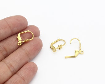 4 Pcs 24k Gold Plated Leverback Earring Clasps, Ear Hooks, Leverback Earring Hooks ,Earring Hooks Findings, Leverback Findings, CP-111