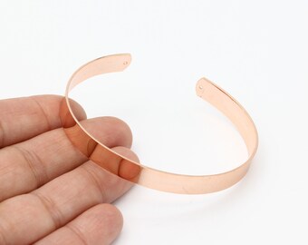 Rose vergulde armband, verstelbare armband, manchetarmband, gepolijste armband, boho stapelarmbanden, handgemaakte messing armbanden, 1-delig, BL-9