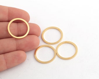 Anillo cerrado de 20 mm chapado en oro de 24 k, conector circular, aros chapados en oro, dijes redondos, anillo plano cerrado, anillos de unión, AL-183