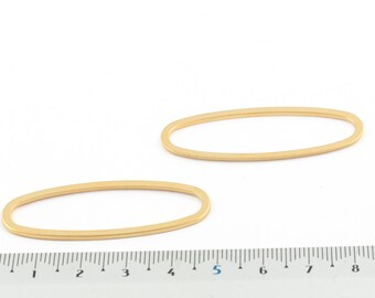 Matt Gold Plated Oval Connector, Matt Gold Oval Pendant, Big Oval Earring Findings, Oval Necklace, Jewelry Supplies, 17x47mm, 4 Pcs, MT-60