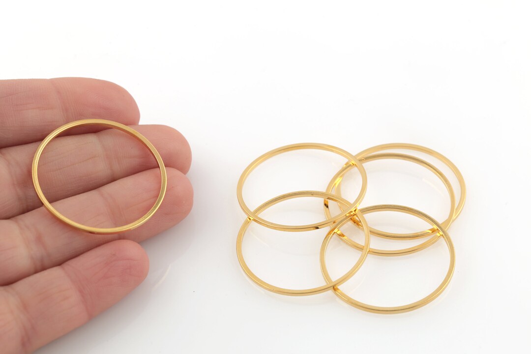 30mm 24k Gold Plated Closed Ring, Circle Connector, Gold Plated Hoops ...