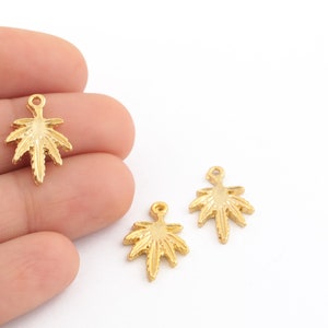 24k Shiny Gold Plated Leaf Charm, Marijuana Pendant, Gold Marijuana Necklace, Marijuana Leaf Jewelry,  Marijuana Charm,12x23mm, 3Pcs, AL-279