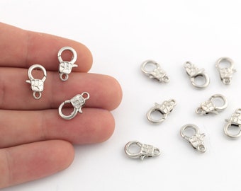8x15mm Rhodium Plated Lobster Claw, Necklace And Bracelet Claw Clasp, Rhodium Plated Spring Clasp, Jewelry Supplier, 1Pcs, CL-27