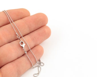Rhodium Plated Ball Necklace Chain, Dainty Necklace Chain, Finished Chain, Ball Bar Chain, Ball Beaded Chain, Soldered Chains, AL-1116