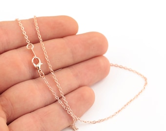 Rose Gold Plated Dainty Necklace Chain, Tiny Necklace Chain, Finished Chain, Rose Gold Cable Chain, 15-16-17-18-20-22-25 inç, AL-1117