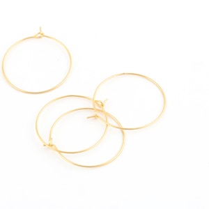 25mm 24k Gold Plated Earring Hoops, Circle Earrings, Gold Plated Earrings Findings, Ear Wire, Jewelry Making, 6 Pcs