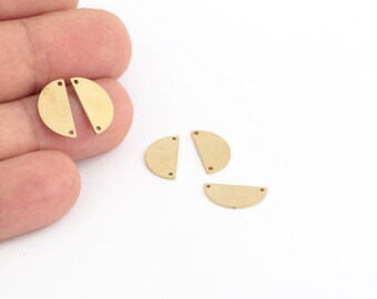 Raw Brass Semi Circle Charm, Brass Semi Circle Blanks With 2 Holes, Semicircle Jewelry, Semi Circle Earrings, 8x15mm, 6 Pcs,RAW-168