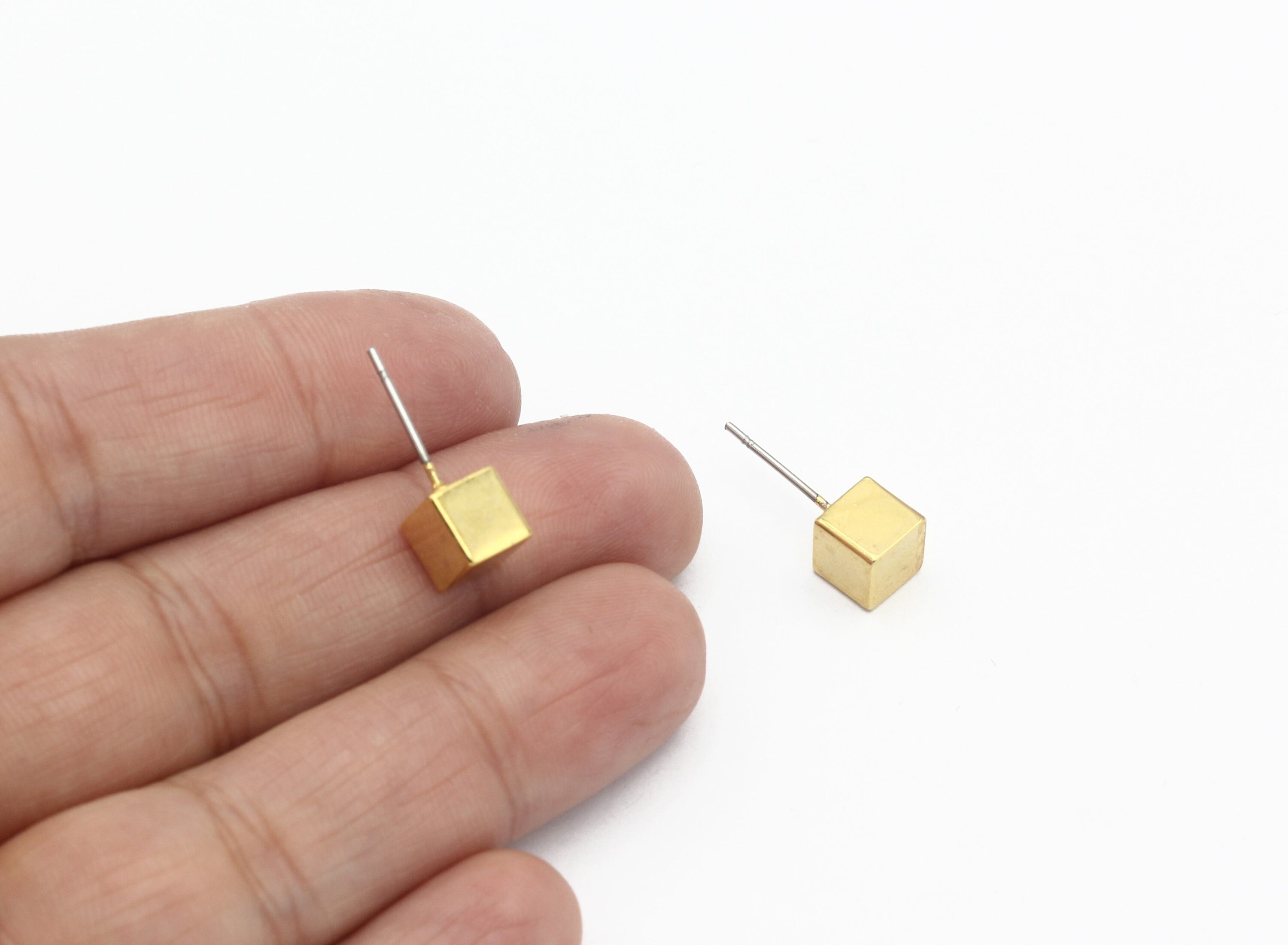 Cube Earrings // 14k Gold or Sterling Silver Minimalist