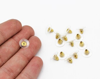 24k Gold Plated Earring Backs, Earrings Stopper, Clutch Earring Backs, Earring Findings, Earring Nuts, Jewelry Making, 6 Pcs, CP-257