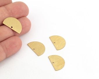 Raw Brass Textured Half Moon Charm, Brass Semi Circle Blanks With 1 Holes, Semicircle Jewelry, Semicircle Earrings, 14x22mm, 6 Pcs,RAW-146