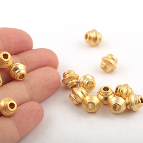 9mm Matt Gold Plated Connector Beads, Spacer Beads, İndustrial Spacer Beads, Bracelet Spacer Beads, Matt Gold Spacer Beads, 2 Pcs, MT-78