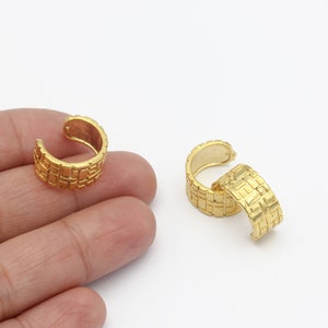 24k Gold Plated Ear Cuff, Patterned Ear Cuff, Hoop Ear, Gold Plated Hoop Ear Cuff, Earrings Findings, Jewelry Supplier, 14mm, CP-8