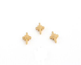 24k Shiny Gold Plated North Star Charm, North Star Jewelry, Tiny North Star Necklace, North Star Jewelry, 8x12mm, 2Pcs,AL-790