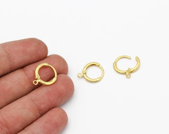 2 Pcs 24k Gold Plated Leverback Earring Clasps, Ear Hooks, Round Leverback Earrings,  Leverback Findings, Earring Findings, 13x16mm, CP-255