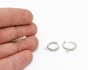 2 Pcs Rhodium Plated Ball Leverback Earring Clasps, Ear Hooks, Round Leverback Earrings,  Leverback Findings, Earring Findings, CP-208