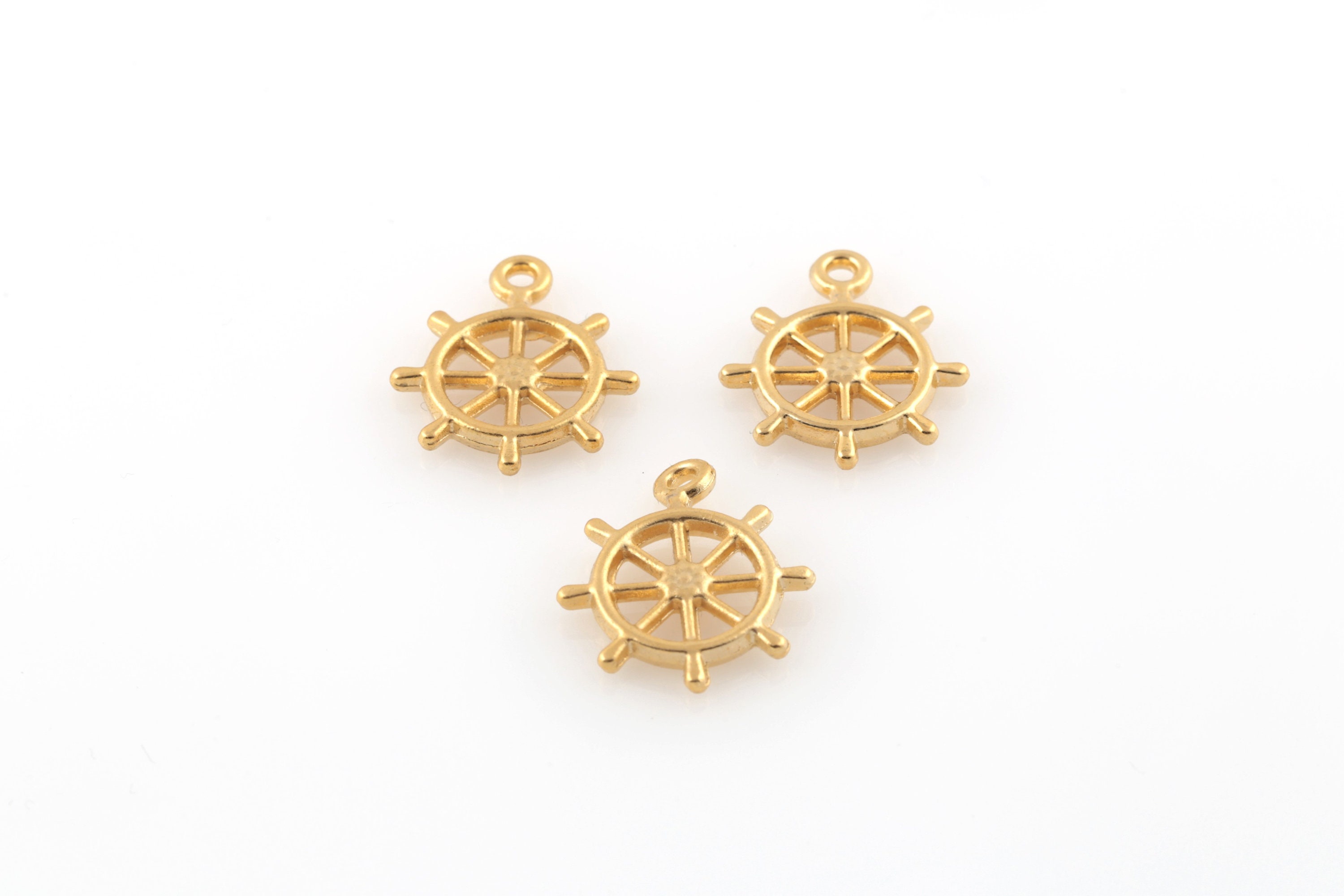 Retro Gold Rudder 24k Gold Plated Rudder Pendant, Rudder Charm, Gold Plated Rudder ...